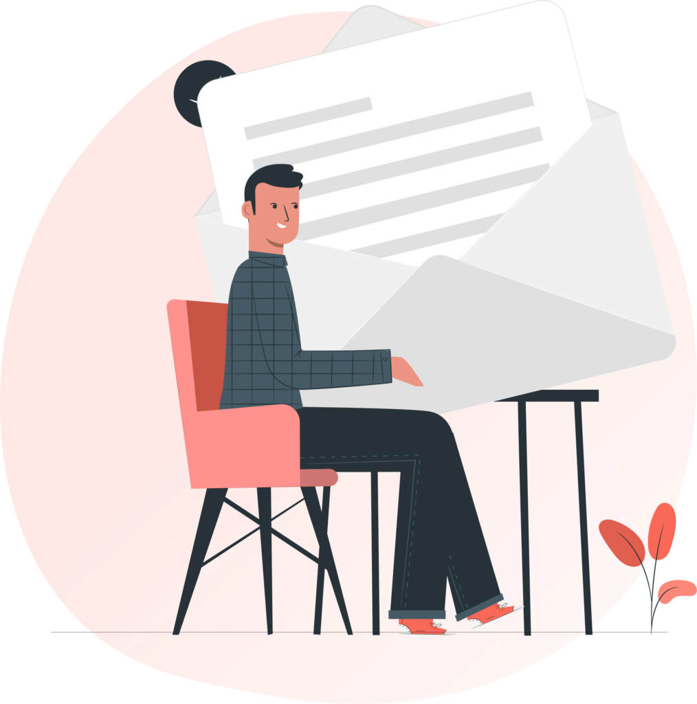 Illustration of a person overwhelmed with email marketing tasks