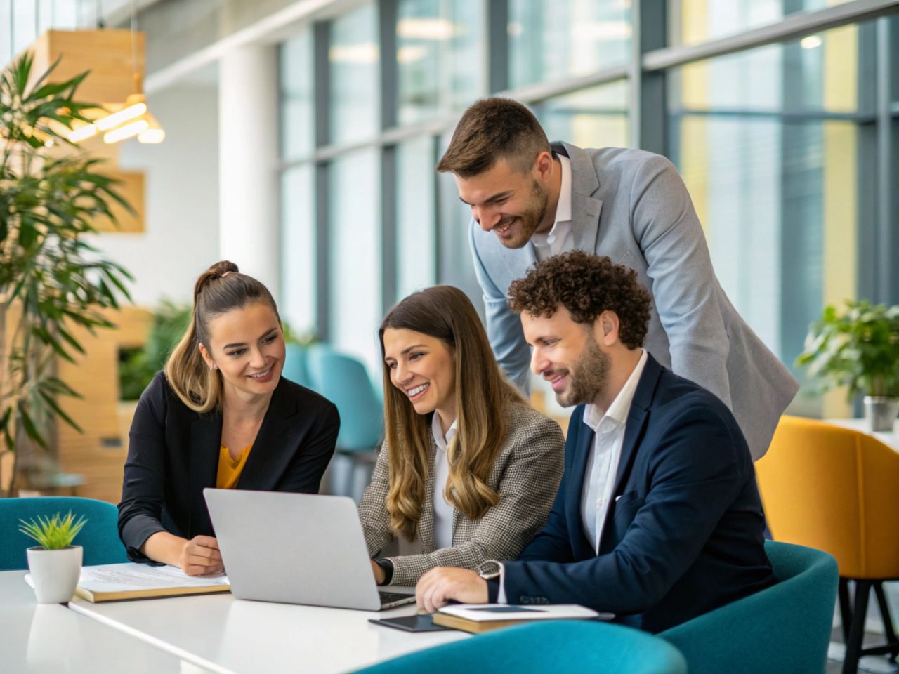 Business team reviewing website performance and analytics to measure the impact of SEO and improve their organic search strategy.